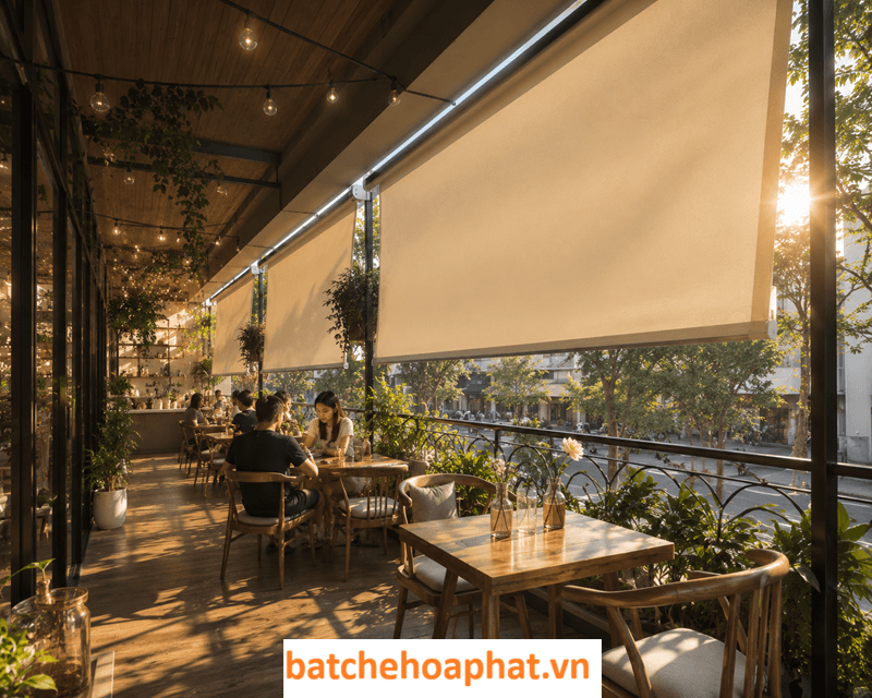 Bạt tự cuốn ban công PVC chống nắng chống tia UV