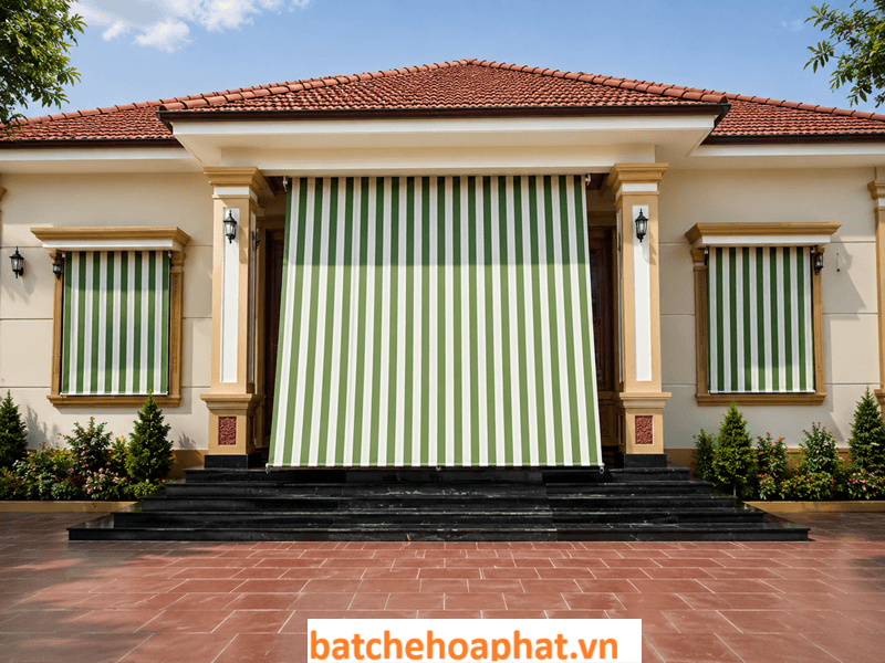Bạt tự cuốn che cửa sổ màu xanh